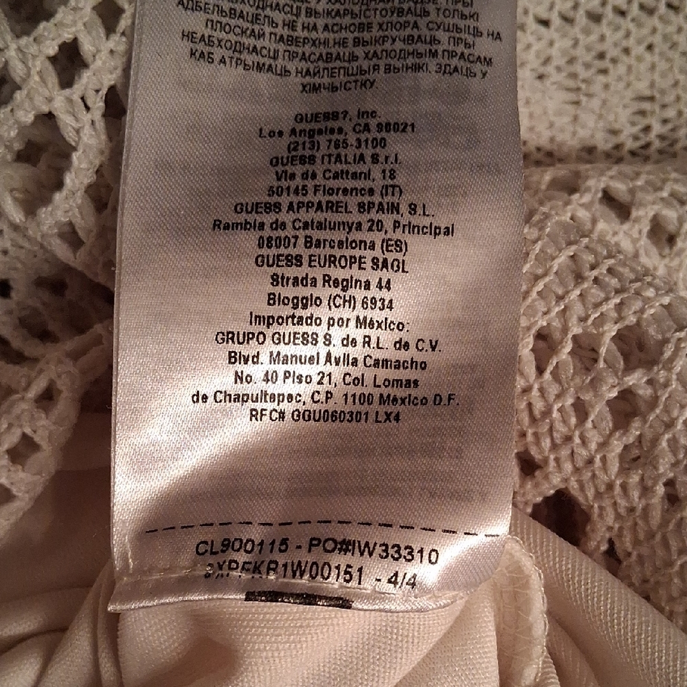 Guess Cream Lace Maxi Dress, Built In Bra Cups. Lined To Knee, Slit On Side - Picture 16 of 16